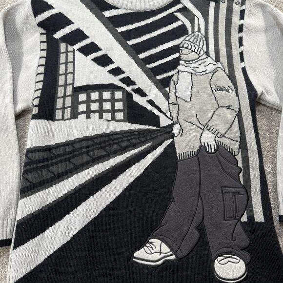 VTG Southpole Mens L Knit‎ Sweater Y2K Hip Hop Graphic Graffiti Streetwear Korea - Picture 2 of 11